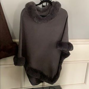 Faux fur poncho